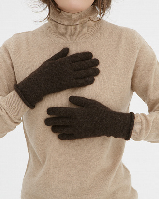 Перчатки из пуха яка UL PR темно-коричневые