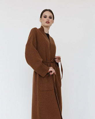 Пальто кашемировое 13-18-300-OC коричневое
